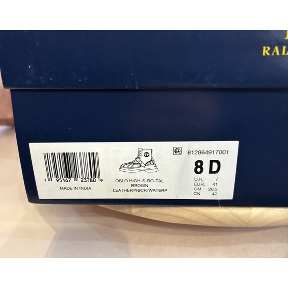 Polo Ralph Lauren Oslo Buckle Waterproof Lace Leather Boots Brown Men’s 8D NEW main image 9